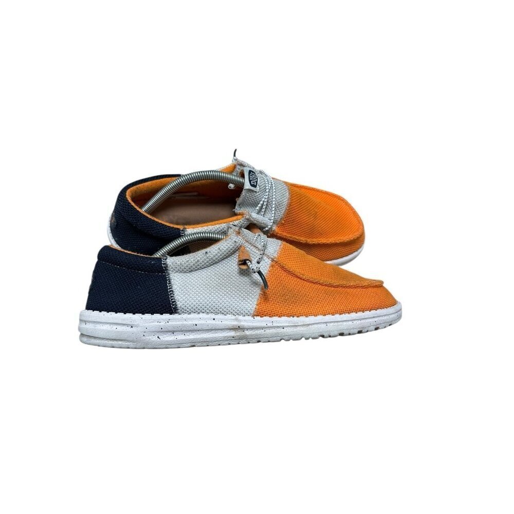 Hey Dude Wally Tri Varsity Mesh Men's Casual Shoe Orange White Slip On Size 12